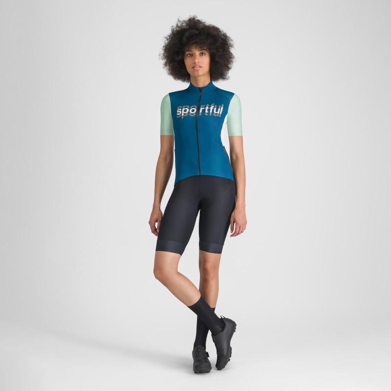 Sportful SUPERGIARA LOGO dámsky dres teal blue/lichen green 4