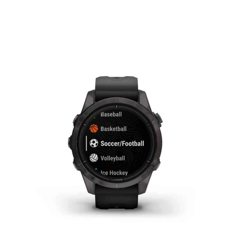 Garmin epix Pro (g2), Sapphire, 42mm, Carbon Grey DLC Titanium, Black band 1