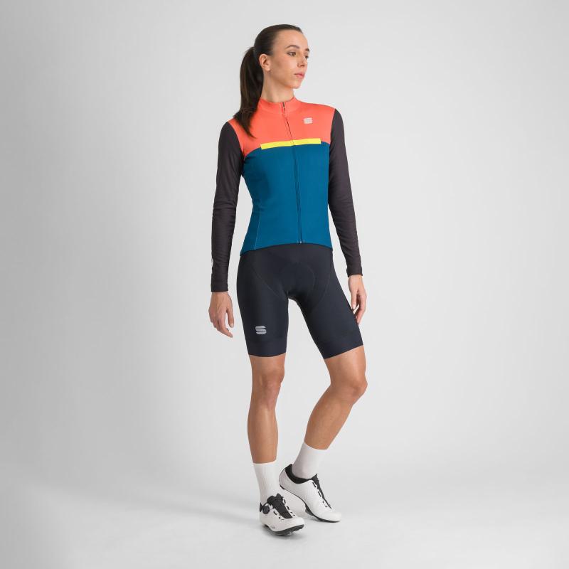 Sportful PISTA THERMAL dámsky dres teal blu corallo black cedar 5