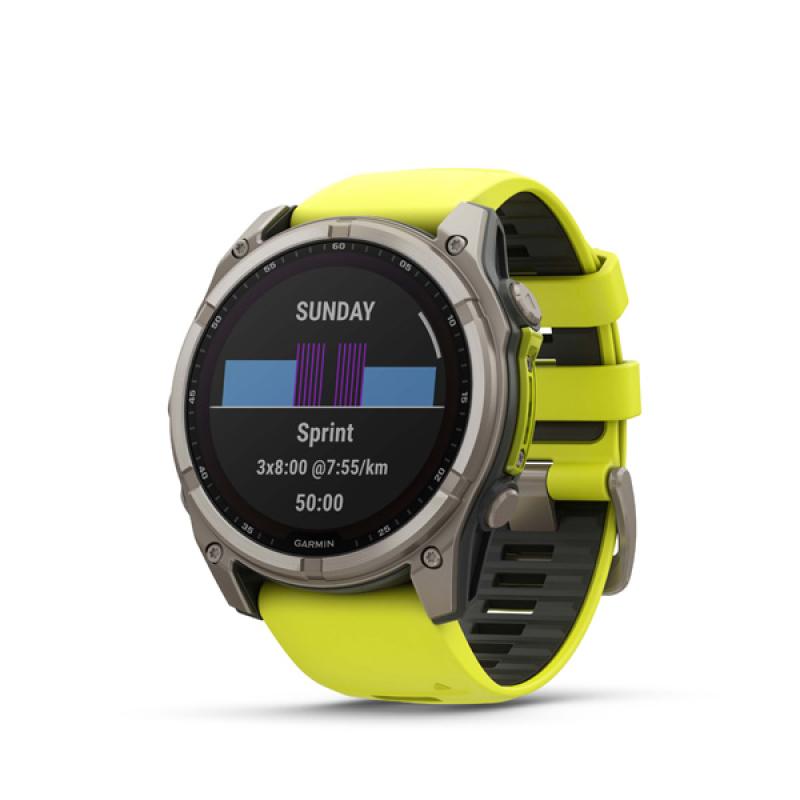 Garmin fenix 8 - 51mm, Sapphire Solar, Titanium, Amp Yellow/Graphite band 6
