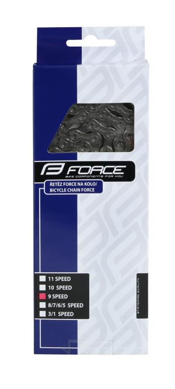 FORCE reťaz P9001 pre 9-kolo, celostrieborná 1