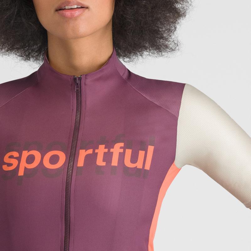 Sportful SUPERGIARA LOGO dámsky dres bordeaux/abbey stone 2